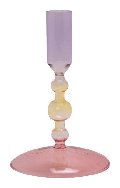 Kerzenhalter Glas - Pink, Gelb, Violett