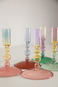 Kerzenhalter Glas - Pink, Gelb, Violett