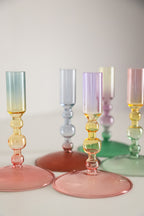 Kerzenhalter Glas - Pink, Gelb, Violett
