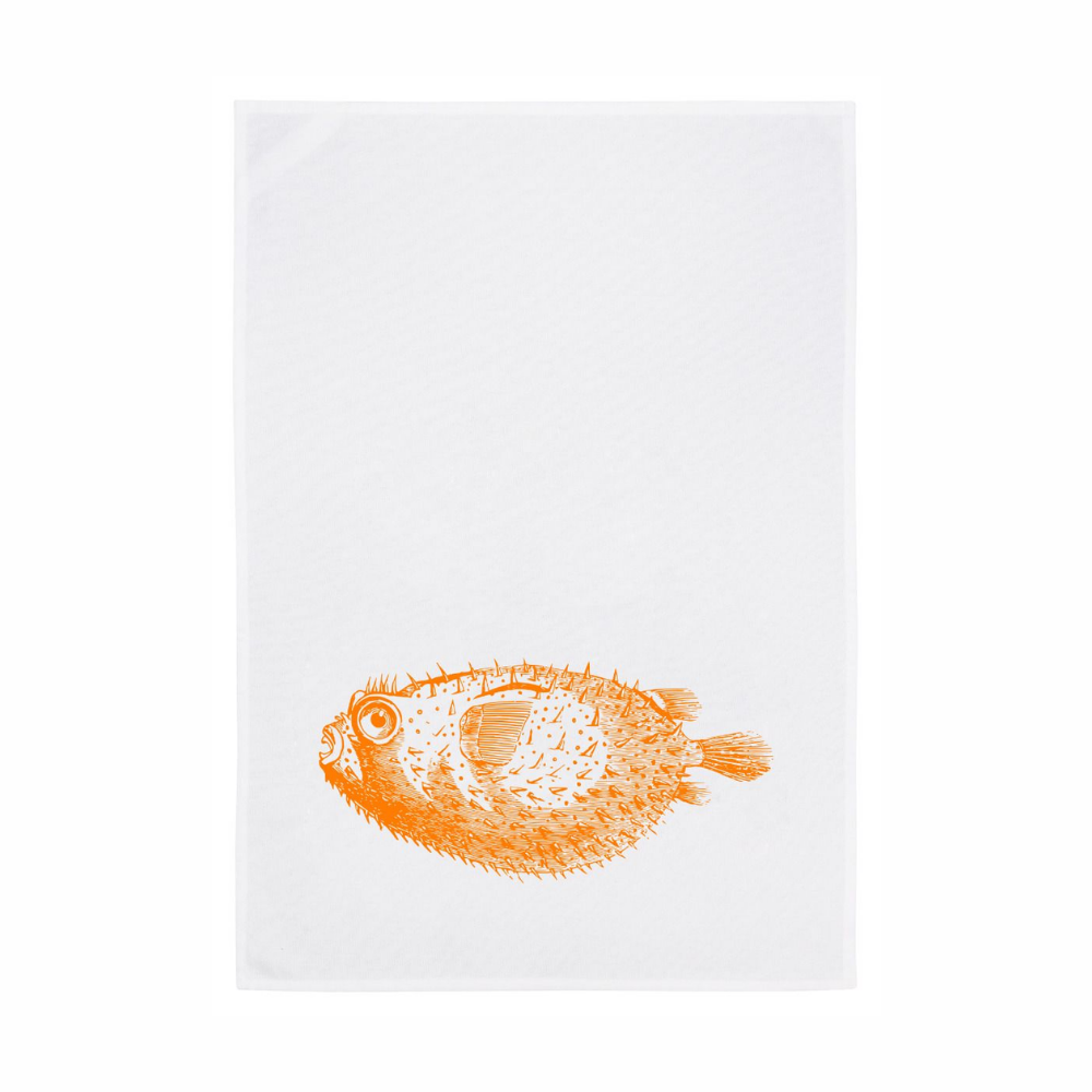 Geschirrtuch - Kugelfisch, neon orange