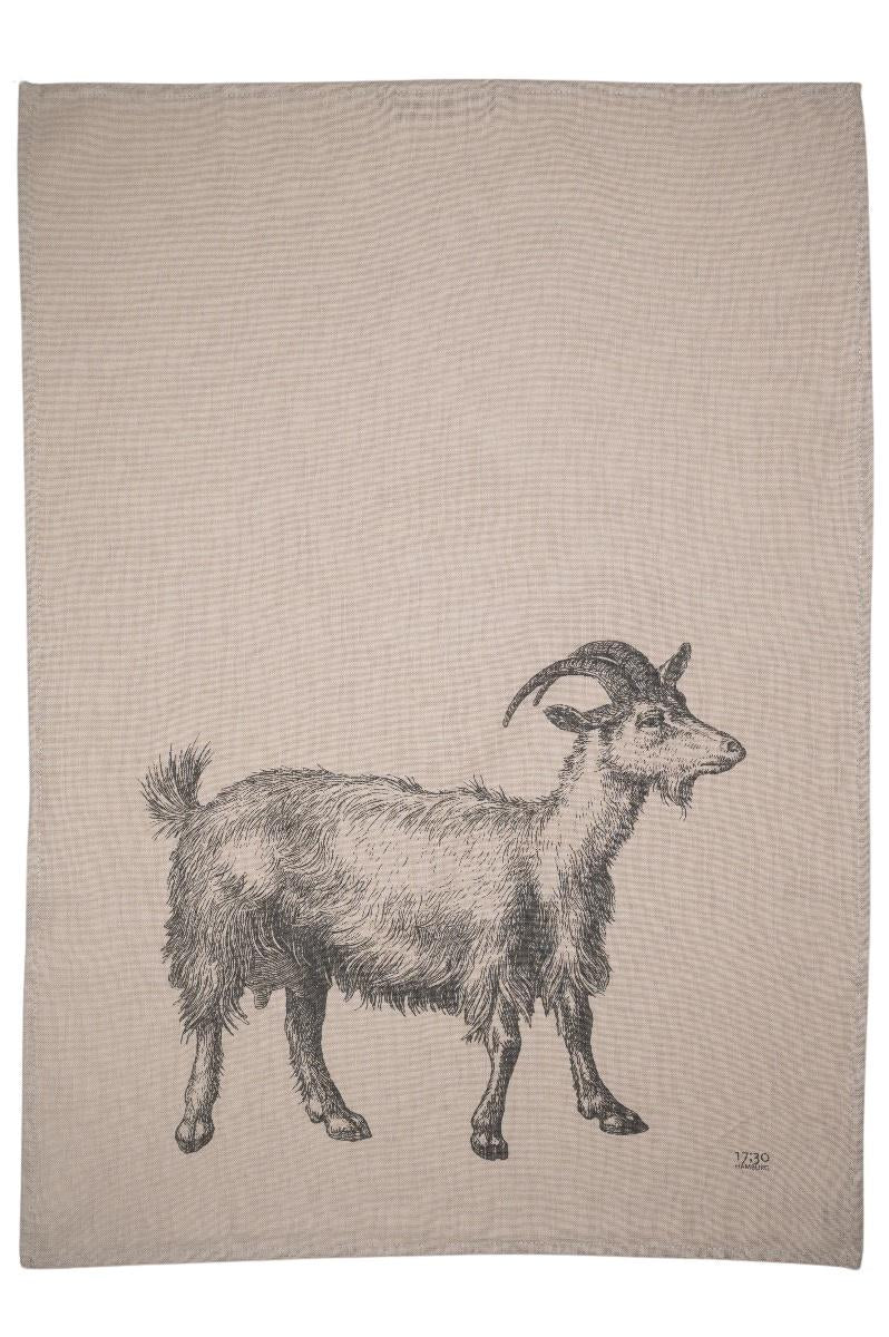 Geschirrtuch aus Halbleinen mit einem Ziegen Aufdruck von Leinenstoff Baumwolle 17;30