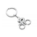 Silberner Schlüsselanhäger mit Stahlring für Schlüssel, Anhänger in Form eines geschwungenen Rennradfahrers, kunstvolles minimalistisches Dsign