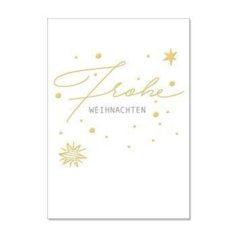 Eine Postkarte mit dem Slogan ''Frohe weinachten'' als Weinachtsgeschenk von 17;30