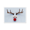 Postkarte mit einem Rudolph Motiv, doch sind nur Hirschhörner, Augen und rote nase auf der Karte zu sehen