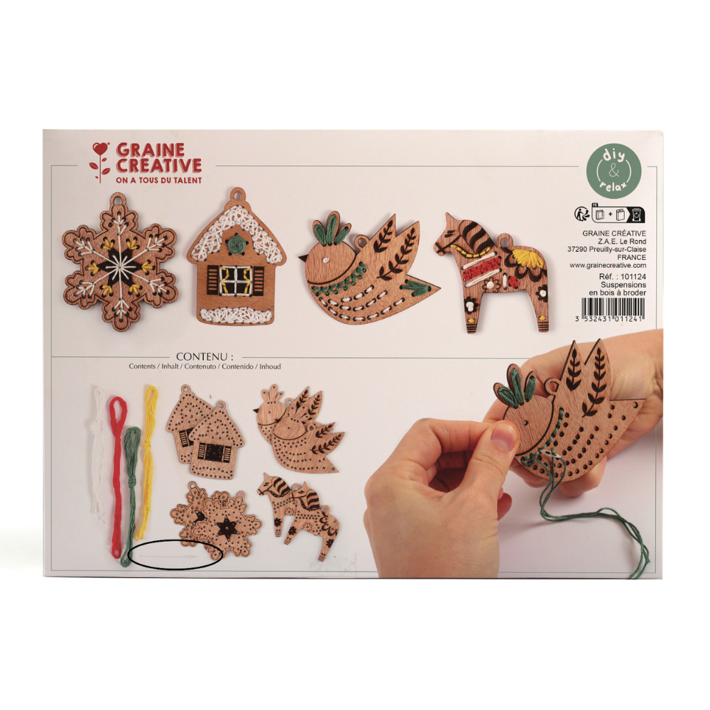 Rückseite der Verpackung mit dem verschiedenen bestickten Schmuck 