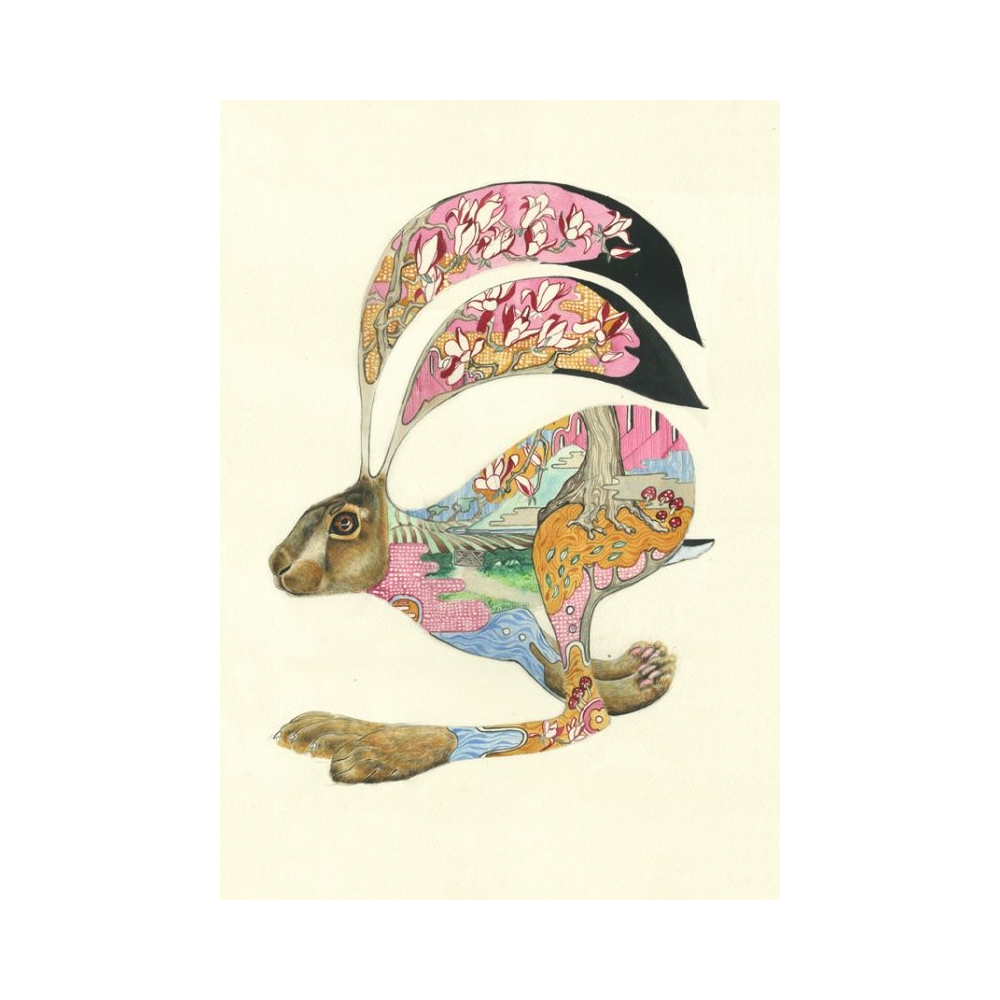 Klappkarte mit einem Hasenmotiv in dem sich weitere Bilder befinden