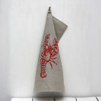 Geschirrtuch Leinen - Hummer, Dunkelrot