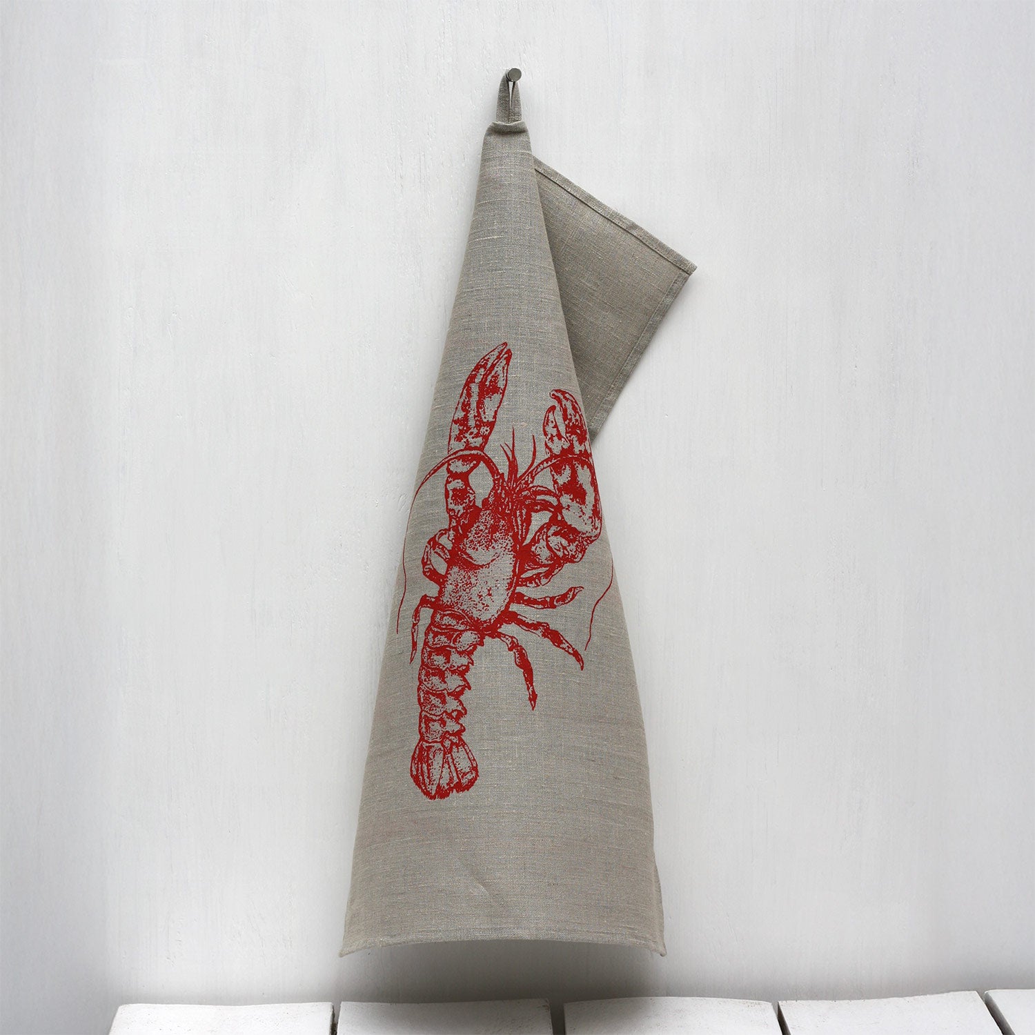 Geschirrtuch Leinen - Hummer, Dunkelrot