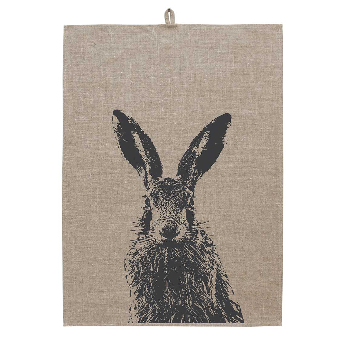 Geschirrtuch Leinen - Feldhase, anthrazit