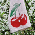 Geschirrtuch Leinen Rosa - Kirsche