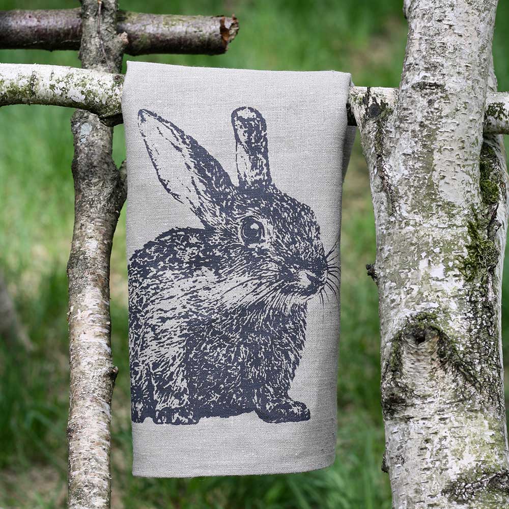 Geschirrtuch Leinen - Kaninchen, anthrazit