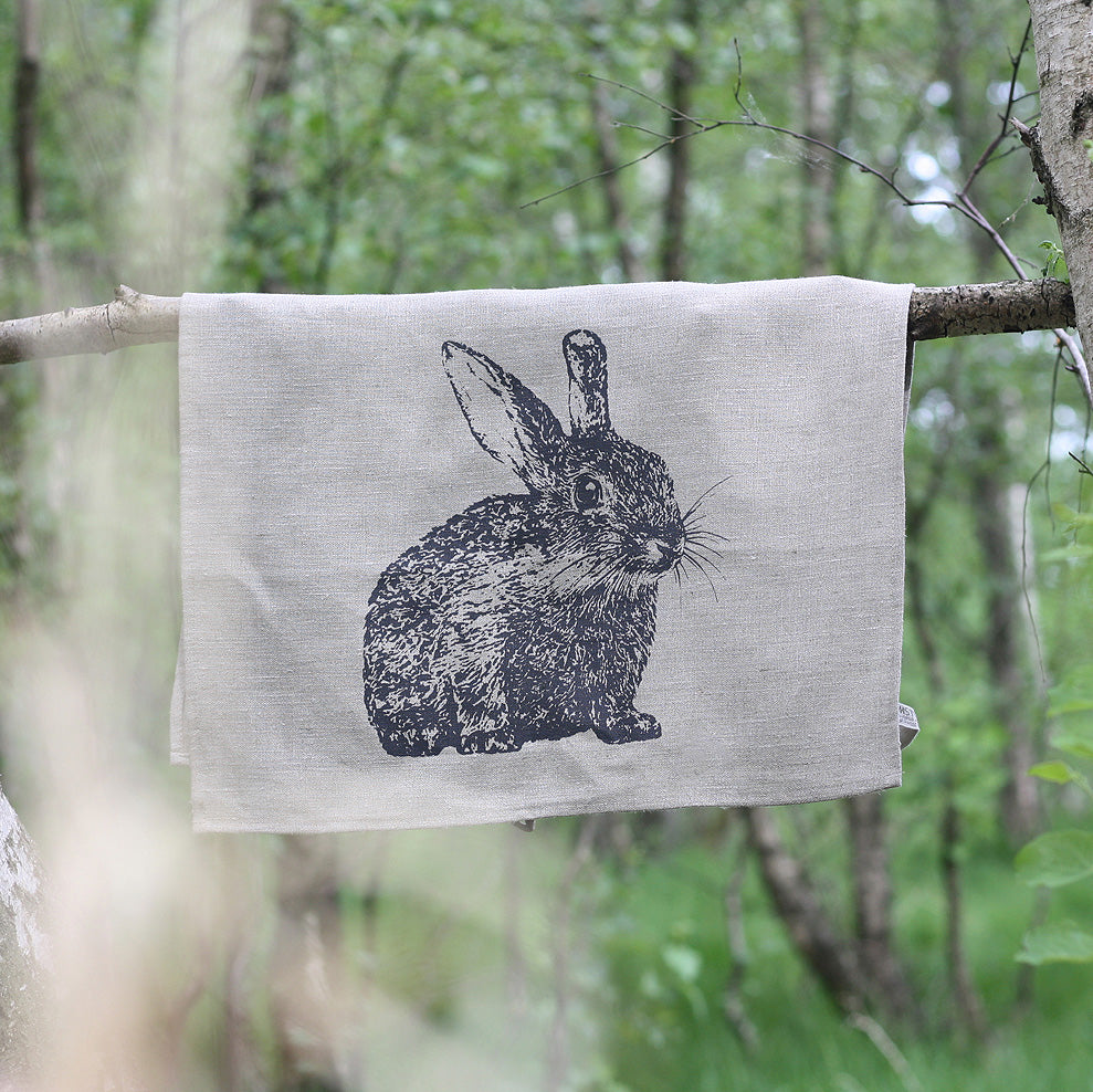 Geschirrtuch Leinen - Kaninchen, anthrazit