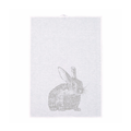 Ein Weißes Geschirrtuch mit Grauen Hase als Print von Frohstoffe