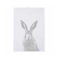 Ein Weißes Geschirrtuch mit grauem Hasen als print von frohstoffe