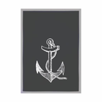 Geschirrtuch grau - Anker, weiß