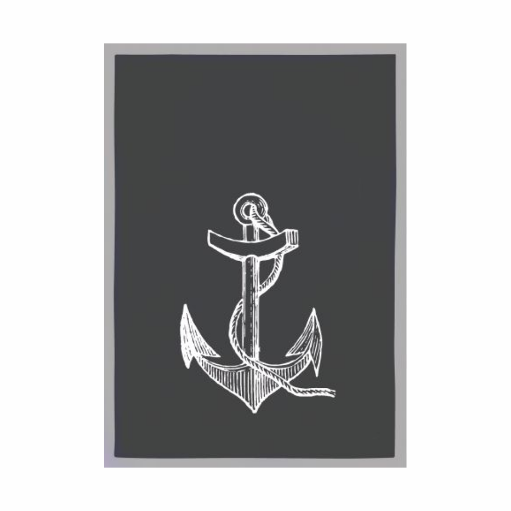 Geschirrtuch grau - Anker, weiß