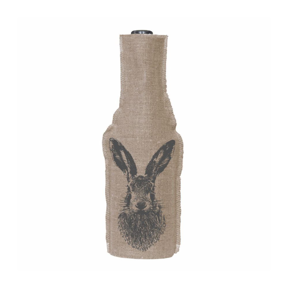 Eine Braune Flaschenhusse mit Schwarzen hasen drauf von frohstoffe