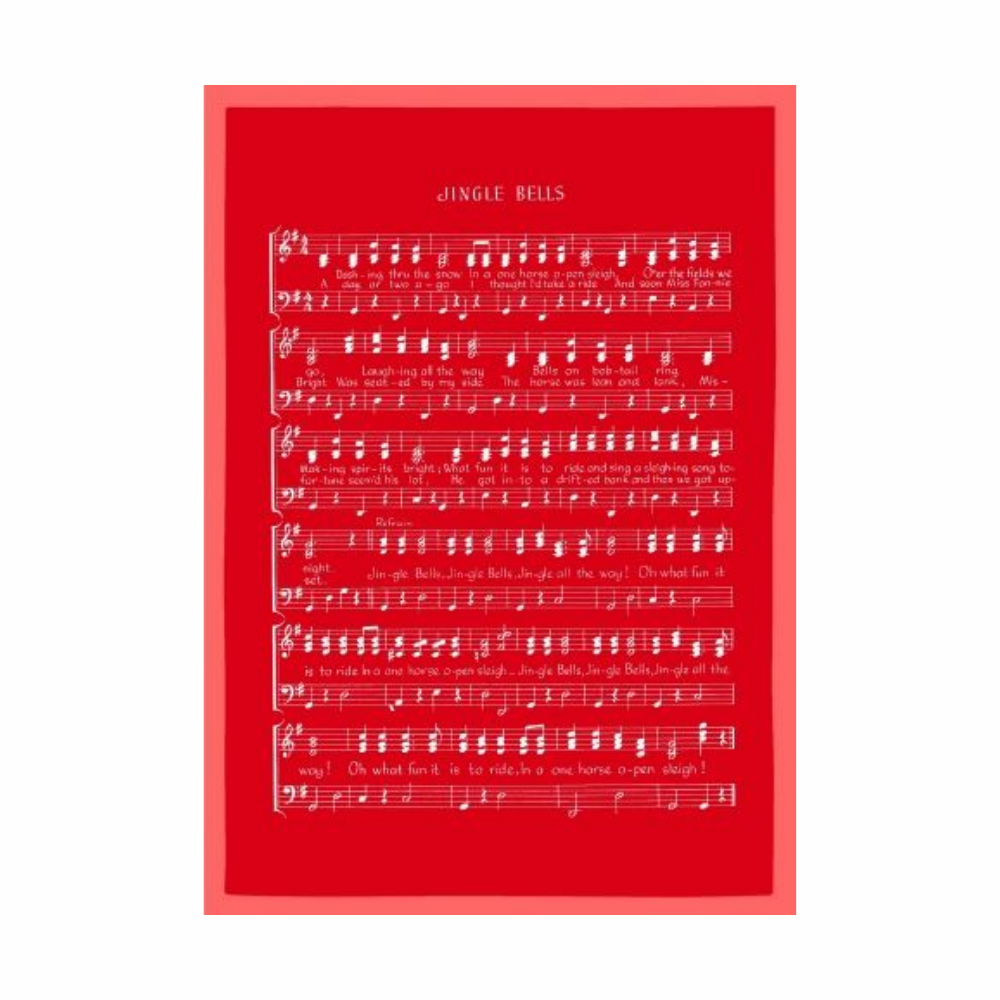 Geschirrtuch, rot - Jingle Bells, weiß