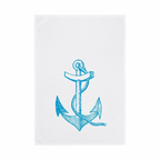 Ein Geschirrtuch mit einem blauen Anker von 17;30 aus Baumwolle 