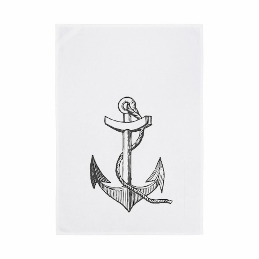 Grauer Anker auf Geschirrtuch aus Baumwolle von 17;30