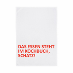 Ein Geschirrtuch mit Lustigem Spruch DAS STEHT M KOCHBUCH SCHATZ aus baumwolle von 17;30