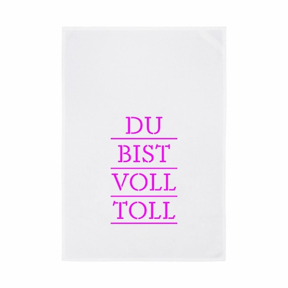 Ein Geschirrtuch mit Pinkem spruch DU BIST VOLL TOLL 17;30