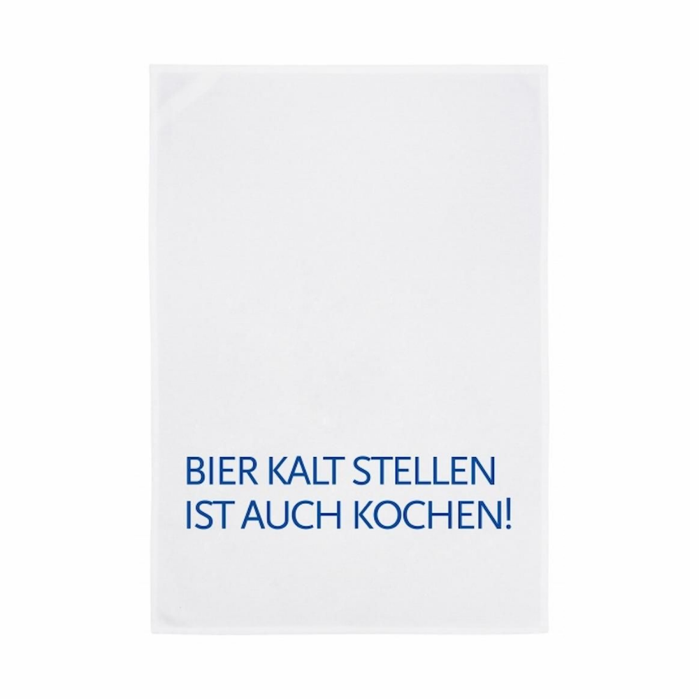 Geschirrtuch-BIER KALT STELLEN IST AUCH KOCHEN, blau