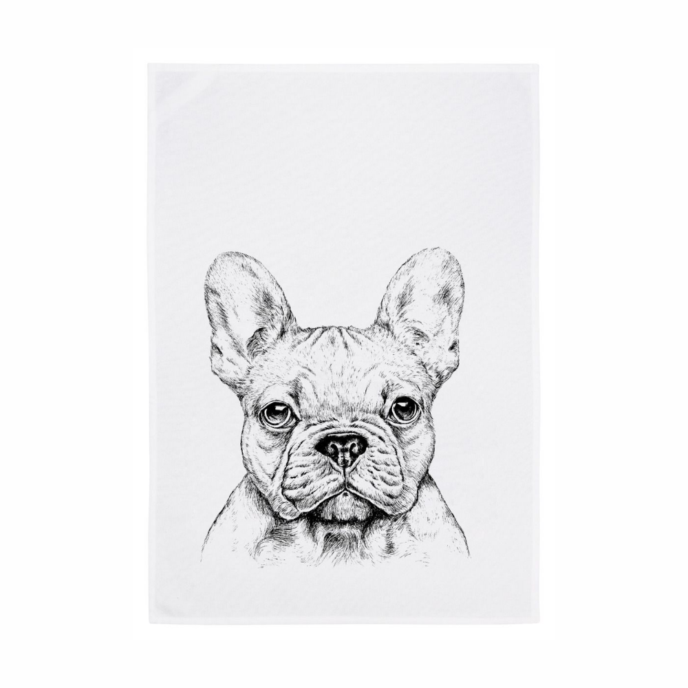 Geschirrtuch - Bulldogge, grau