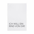 Ein Geschirrtuch mit Lustigem spruch ICH WILL EIN RIND VON DIR aus Bauwolle und von 17;30