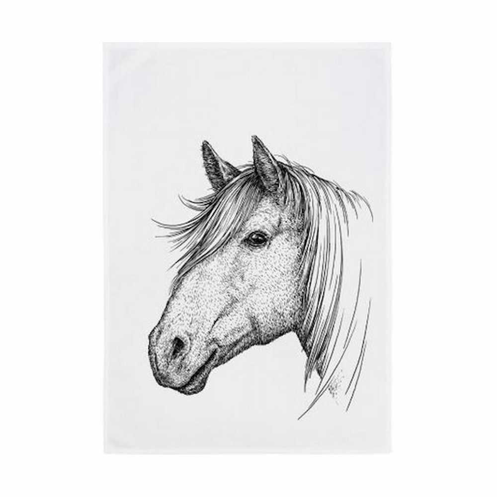 Graues Pferd auf Geschirrtuch aus Baumwolle 17;30