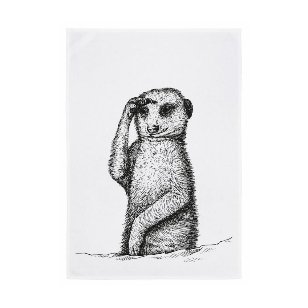 Erdmännchen auf Geschirrtuch für die Küche