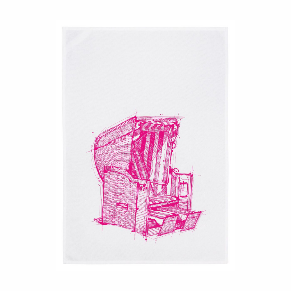 Geschirrtuch - Strandkorb, neon pink