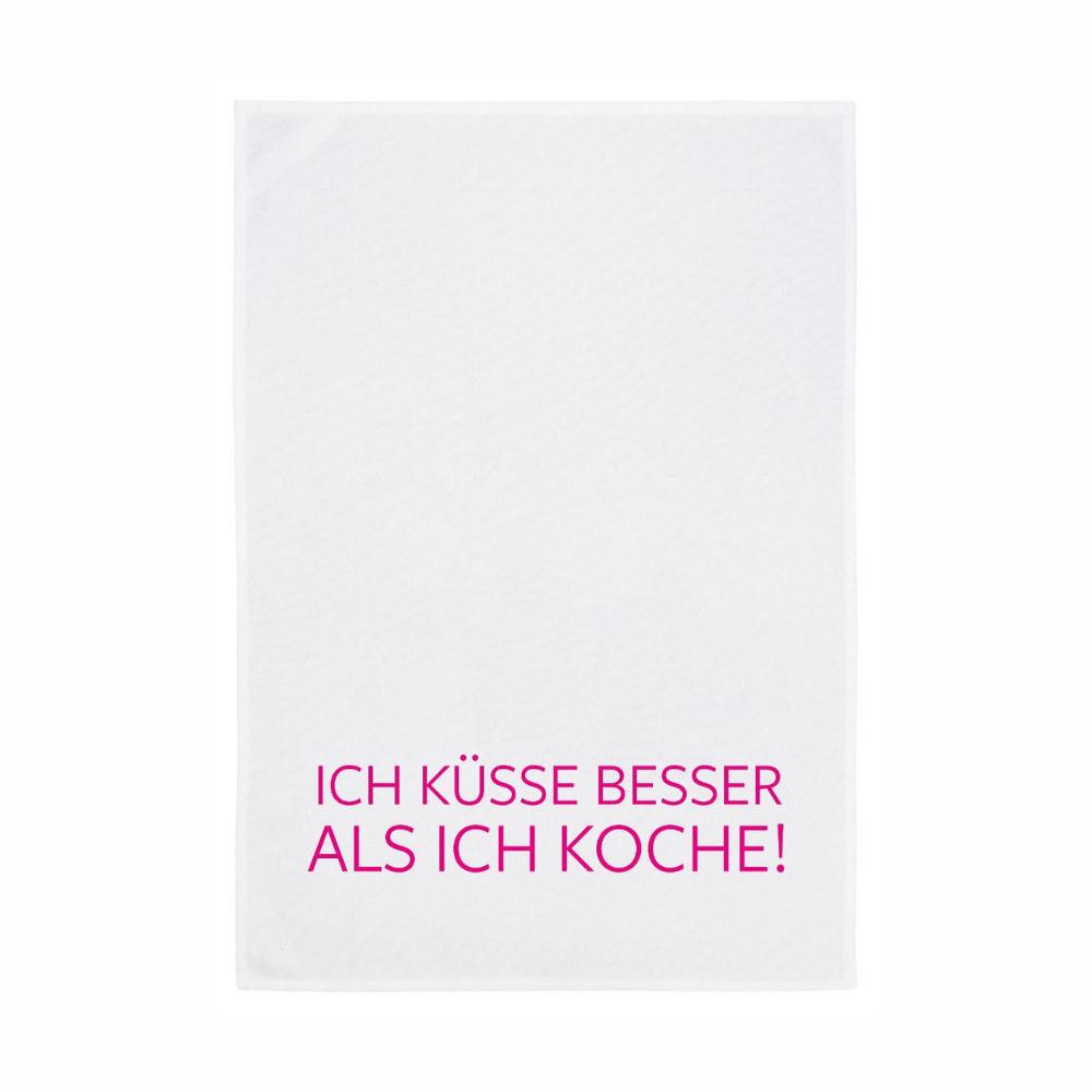 Geschirrtuch - ICH KÜSSE BESSER ALS ICH KOCHE - neon pink