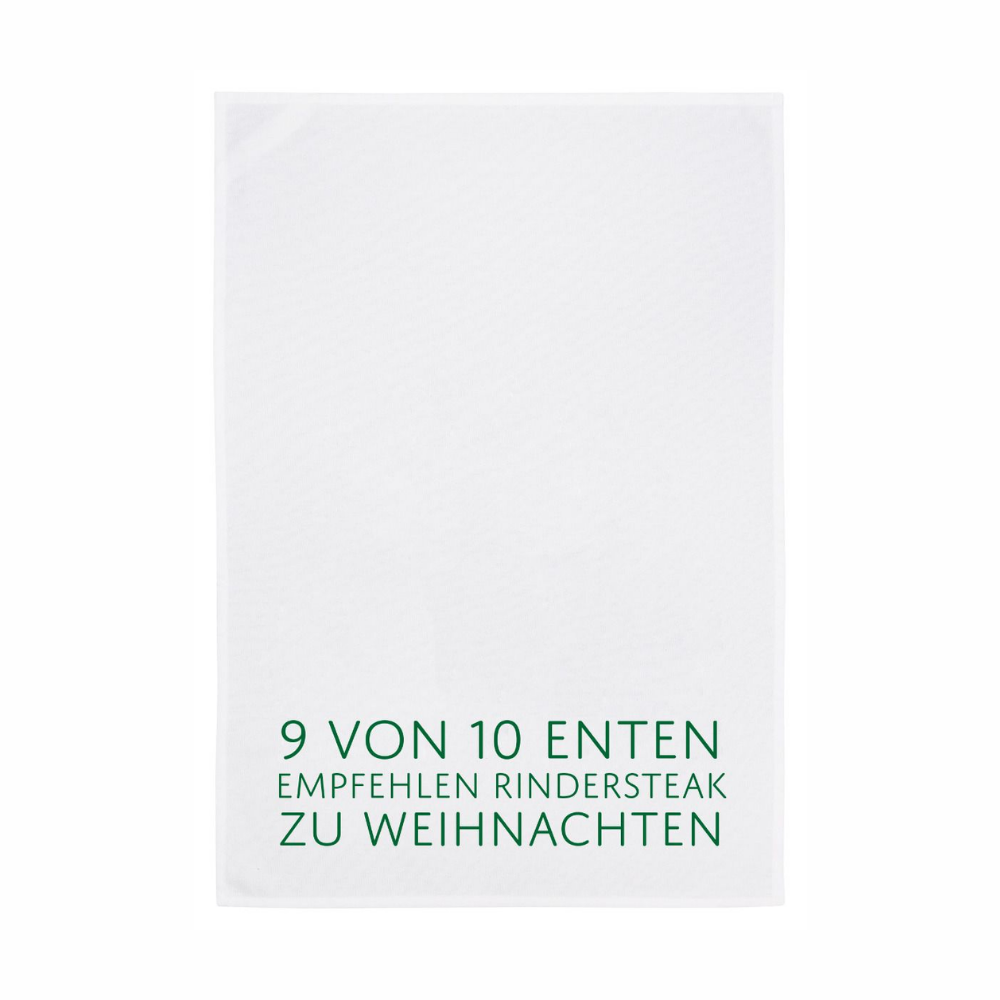 Lustiger Enten spruch auf Geschirrtuch