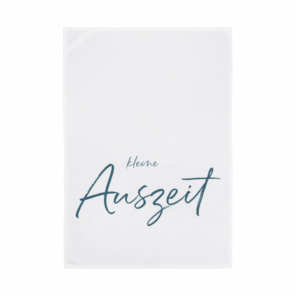 Geschirrtuch mit dem Slogan KLEINE AUSZEIT