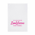 Zimtstern spruch in pink als geschirrtuch