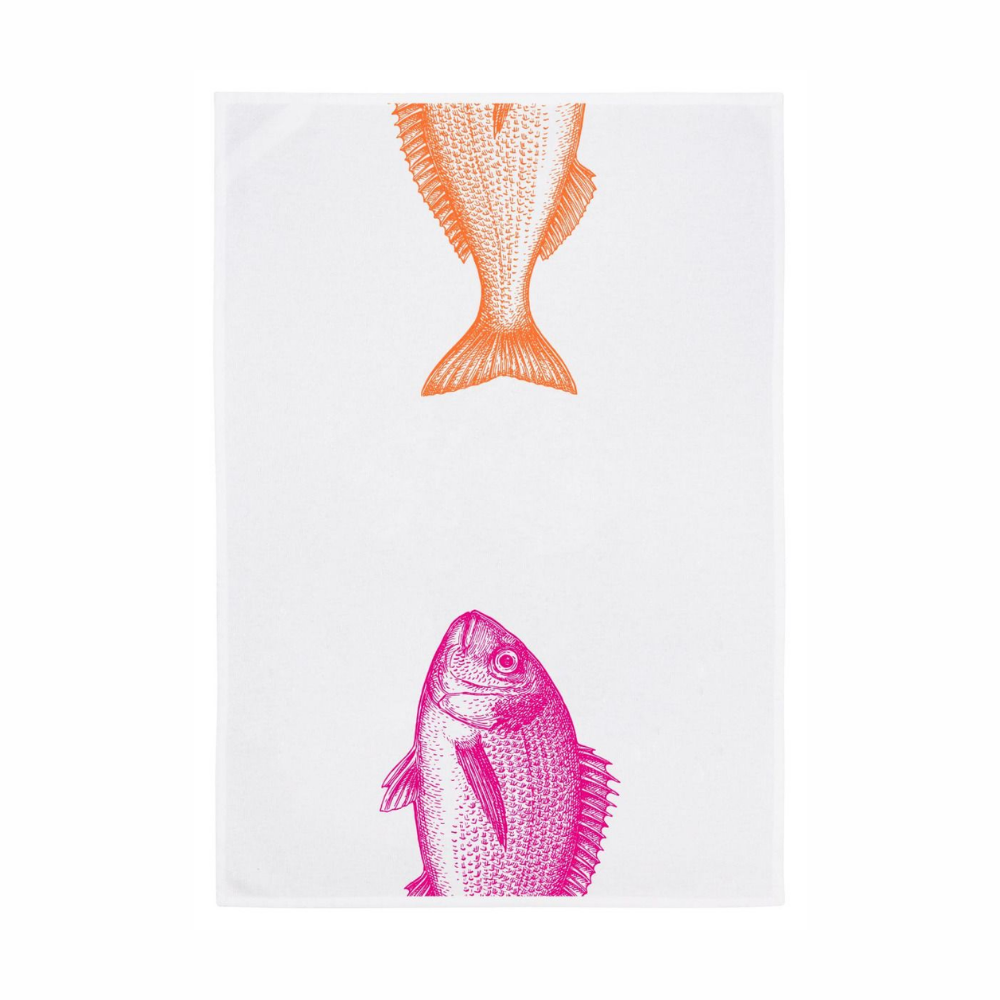 Bunte Fische Pink und Orange auf Geschirrtuch