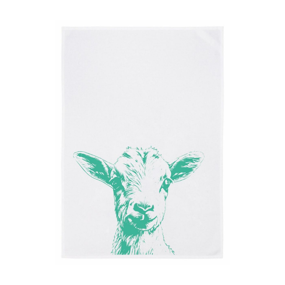 Türkise Ziege auf Geschirrtuch