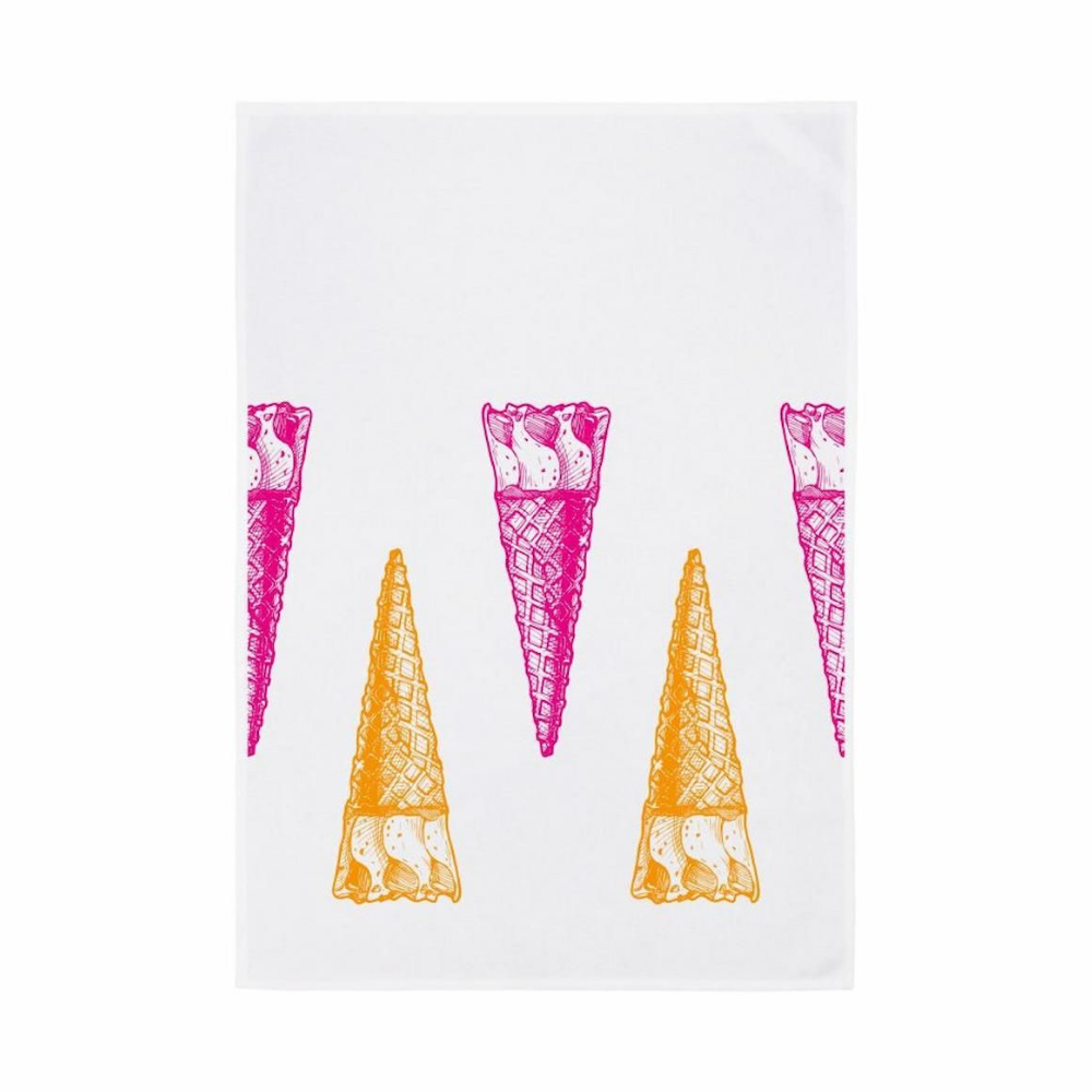 Bunte Eissorten auf Geschirrtuch
