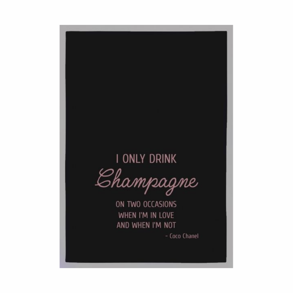 Geschirrtuch mit Trinkspruch I ONLY DRIK CHAMPANGE aus Baumwolle von 17;30