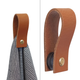 Handtuchhalter aus echtem Leder, cognac - für Handtücher und Geschirrtücher; magnetisch