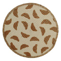 rundes platzset als Teller unterlage, natur optik in beige und hellbraun, gewebtes Polyester, Tischunterlage mit aufgedruckten hellbraunen Croissants, 38 cm durchmesser