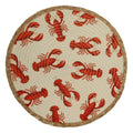 rundes platzset als Teller unterlage, natur optik in beige und hellbraun, gewebtes Polyester, Tischunterlage mit aufgedruckten roten Hummern, 38 cm durchmesser