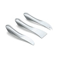 drei Edle Geschwunge Käsemesser zum Schneiden und Servieren von Käse, besondere WAVE Form, hochwertig glänzend, Silberne Messer aus Edelstahl