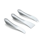 drei Edle Geschwunge Käsemesser zum Schneiden und Servieren von Käse, besondere WAVE Form, hochwertig glänzend, Silberne Messer aus Edelstahl