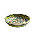 Keramikschale mit grüner Bemalung, orientalische Muster, runde Schale mit 15 cm Durchmesser