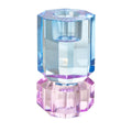 Kristallkerzenhalter aus Glas, hellblau und violett, geometrische Formen, dioptrics kristalloptik