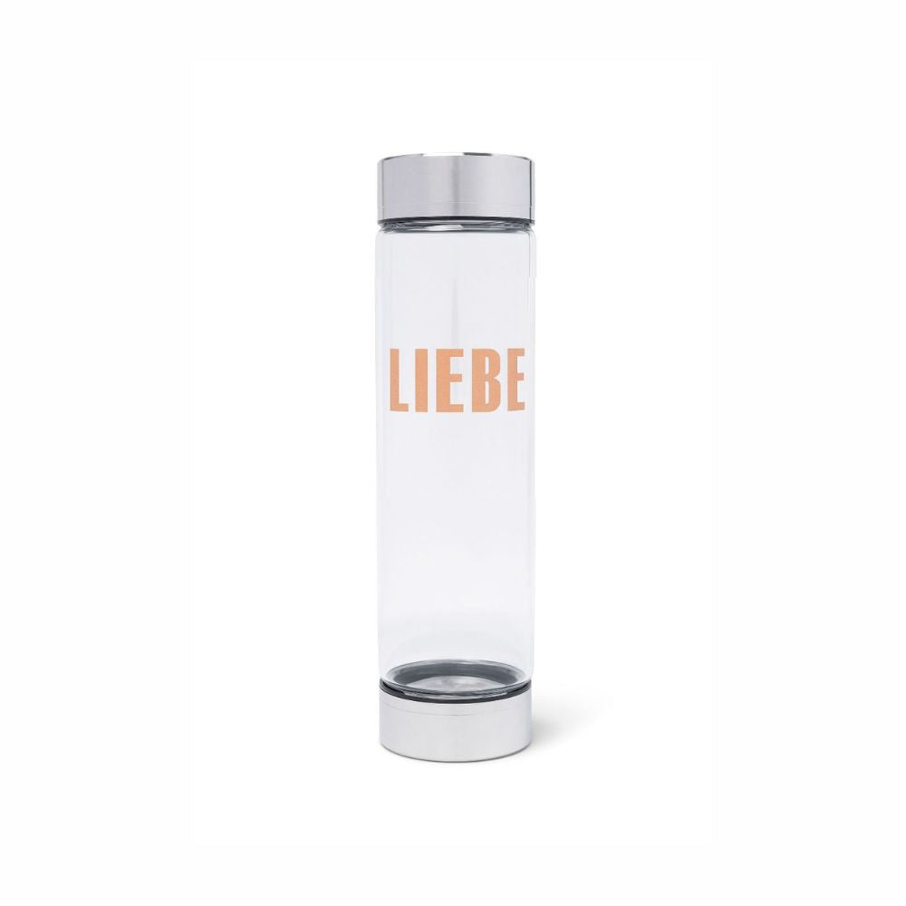 Eine Trinkfalsche mit dem Orangen Print ''Liebe''