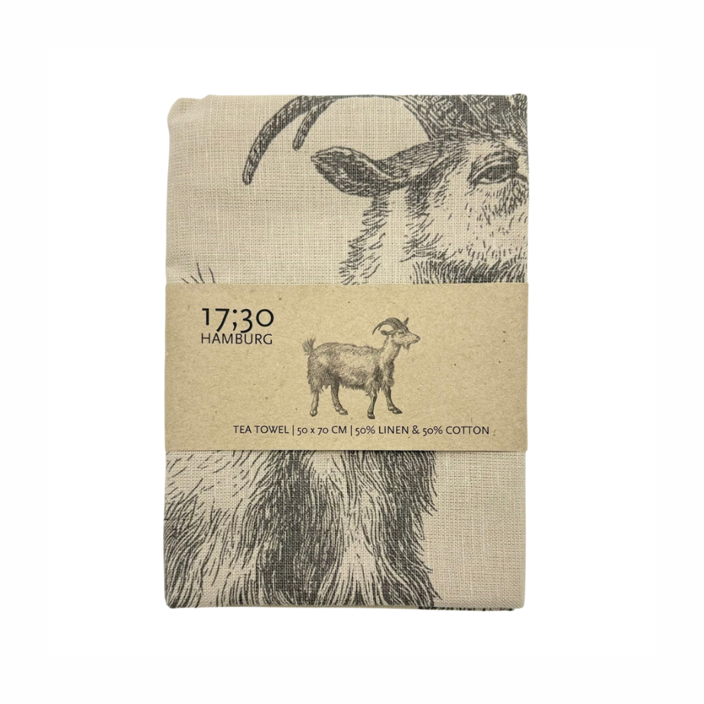 Graue Süße Ziege als Geschirrtuch von 17;30 aus Baumwolle