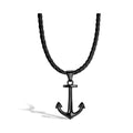 Schwarze Lederhalskette mit einem angehangenen Anker Symbol